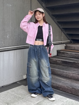 「ピンクシャツ」｜megumiさん（レディース・153cm）の春コーディネート