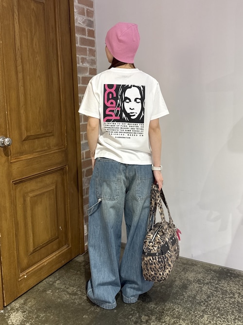 SIDE LOGO FACE LABEL S/S TEE（Tシャツ/カットソー）｜X-girl