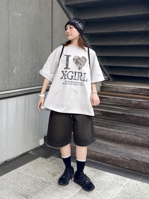 トップス LGB FADED I LOVE X-GIRL S/S BIG TEE DRESS（ワンピース）｜X-girl
