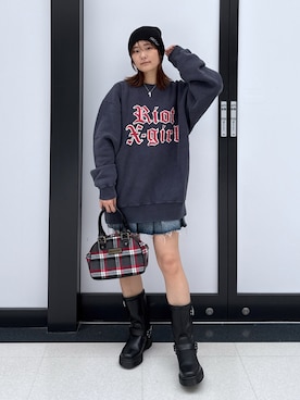 「アイテム（ニットキャップ/ビーニー）」を使った、megumiさん（レディース・153cm・20代）の秋コーディネート