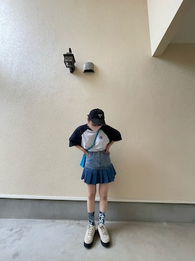 「Guess（ゲス）のアイテム（帽子）」を使った、ウミさん（レディース・153cm）の夏コーディネート