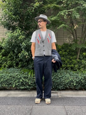 「アイテム（帽子）」を使った、8ight ㉝ on1さん（メンズ・187cm）の秋コーディネート
