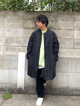 「COS（コス）のアイテム（ノーカラージャケット）」を使った、mrkwさん（メンズ・165cm）の冬コーディネート