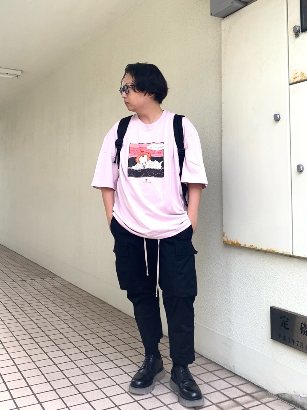 「このスタイルがお気に入り、プチプラ、夏コーデ、シンプルコーデ、メンズコーデ、Tシャツ、RICK OWENS、ブラック、ユニクロ」｜「GUのアイテム（Tシャツ/カットソー、ピンク系）」を使った、mrkwさん（メンズ・165cm）の夏コーディネートの1枚目の写真