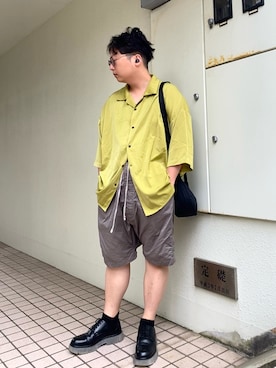 「DRKSHDW by RICK OWENS（ダークシャドウ バイ リックオウエンス）のアイテム（パンツ）」を使った、mrkwさん（メンズ・165cm）の夏コーディネート