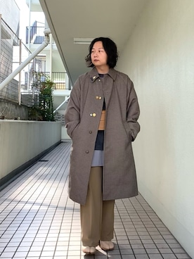 「GU（ジーユー）のアイテム（ステンカラーコート）」を使った、mrkwさん（メンズ・165cm）の冬コーディネート