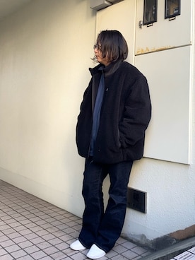 「MB（エムビー）のアイテム（スリッポン）」を使った、mrkwさん（メンズ・165cm）の冬コーディネート