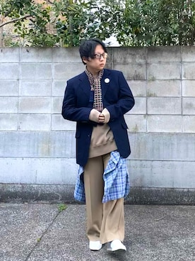 「MB（エムビー）のアイテム（スリッポン）」を使った、mrkwさん（メンズ・165cm）の冬コーディネート