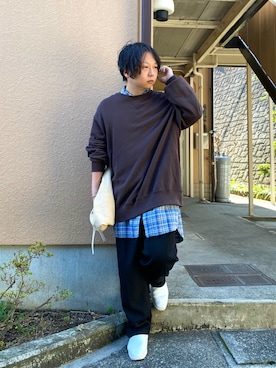 「MB（エムビー）のアイテム（スリッポン）」を使った、mrkwさん（メンズ・165cm）の冬コーディネート