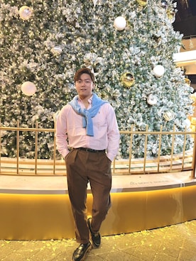 「アイテム（スラックス）」を使った、Nelsonさん（メンズ・185cm）の冬コーディネート