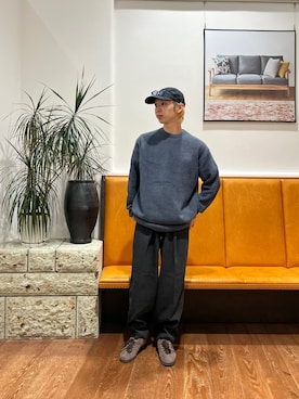 「トレンド秋素材コーデ」｜「アイテム（帽子）」を使った、奥田　集さん（メンズ・170cm）の秋コーディネート