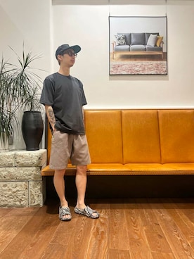 「MERRELL（メレル）のアイテム」を使った、奥田　集さん（メンズ・170cm）の夏コーディネート