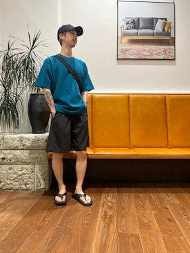 「YAKPAK（ヤックパック）のアイテム」を使った、奥田　集さん（メンズ・170cm）の夏コーディネート