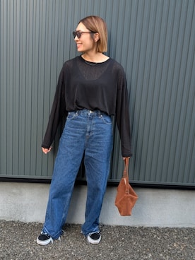 「CIAOPANIC TYPY（チャオパニックティピー）の【EVERY DENIM】【Thursday】loose straight（デニムパンツ）」を使った、りやんさん（レディース・158cm・30代）の秋コーディネート