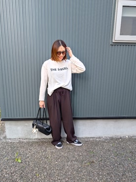 「CIAOPANIC TYPY（チャオパニックティピー）のシアースムースアソートプリントTEE（Tシャツ/カットソー、ホワイト系）」を使った、りやんさん（レディース・158cm）の春コーディネート