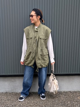 「feepur（フェピュール）のスラブ調オーバーシアートップス（Tシャツ/カットソー）」を使った、りやんさん（レディース・158cm・30代）の秋コーディネート