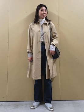 「GEVACO」｜「アイテム（ステンカラーコート）」を使った、kobayashiさん（レディース・164cm）の冬コーディネート
