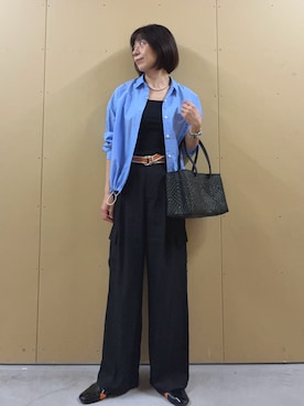 「fredy emue（フレディエミュ）の2タックカーゴパンツ（その他パンツ、ブラック系）」を使った、kobayashiさん（レディース・164cm）の春コーディネート