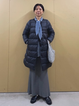 「ボウタイブラウス」｜「アイテム（ダウンジャケット/コート）」を使った、kobayashiさん（レディース・164cm）の秋コーディネート
