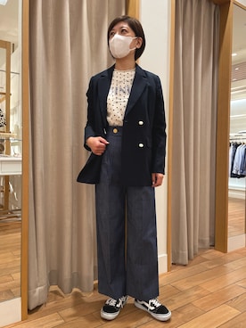 「fredy emue（フレディエミュ）のダブルブレストジャケット（テーラードジャケット）」を使った、kobayashiさん（レディース・164cm）の冬コーディネート