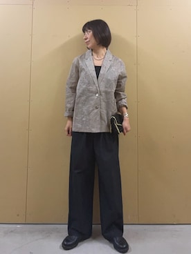 「fredy emue（フレディエミュ）の【MADE IN INDIA】シアー刺繍ジャケット（ダウンジャケット/コート、ベージュ系）」を使った、kobayashiさん（レディース・164cm）の春コーディネート
