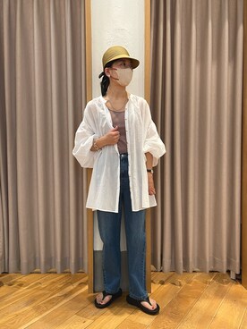 「fredy emue（フレディエミュ）の【fredyemueフレディエミュ】ドロストボリュームシャツブラウス（シャツ/ブラウス）」を使った、kobayashiさん（レディース・164cm）の春コーディネート