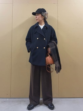 「アイテム（ピーコート）」を使った、kobayashiさん（レディース・164cm）の秋コーディネート