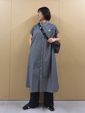 「fredy emue（フレディエミュ）の2タックカーゴパンツ（その他パンツ、ブラック系）」を使った、kobayashiさん（レディース・164cm）の春コーディネート