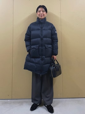 「fredy emue（フレディエミュ）のレザースクエアボストンバック（ハンドバッグ）」を使った、kobayashiさん（レディース・164cm）の冬コーディネート