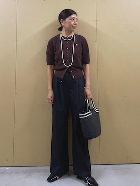 「アイテム（カーディガン/ボレロ、ブラウン系）」を使った、kobayashiさん（レディース・164cm）の夏コーディネート