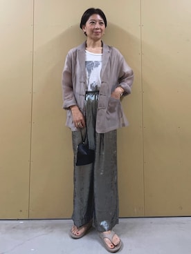 「チャイナシャツ」｜「アイテム（ジャケット/アウター）」を使った、kobayashiさん（レディース・164cm）の夏コーディネート