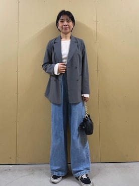 「ストライプジャケット」｜kobayashiさん（レディース・164cm）の冬コーディネート