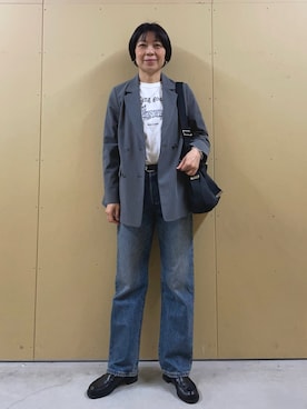 「ストライプジャケット」｜kobayashiさん（レディース・164cm）の冬コーディネート