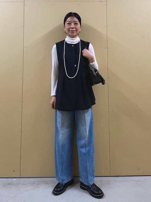 fredy emue ベスト ジレ ダブルクロスノーカラージレ レディース