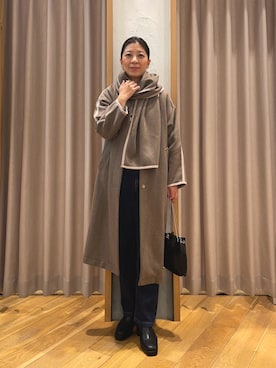 「FREDY&GLOSTER」｜「アイテム（ノーカラーコート）」を使った、kobayashiさん（レディース・164cm）の秋コーディネート