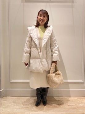 「リブニット」｜「アイテム（ダウンジャケット/コート）」を使った、nol  komatsubaraさん（レディース・159cm）の冬コーディネート