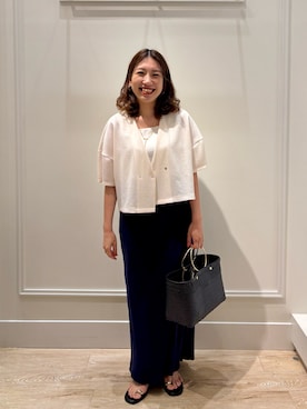 「アイテム（カーディガン/ボレロ、ホワイト系）」を使った、nol  komatsubaraさん（レディース・159cm）の夏コーディネート