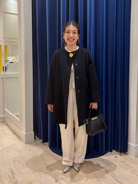 「アイテム（ノーカラーコート）」を使った、nol  komatsubaraさん（レディース・159cm）の冬コーディネート