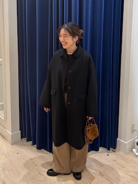 「NOLLEY’S Sophi（ノーリーズソフィ）の《セットアップ対応》ウォッシャブルウール混ツイルハイウエストワイドパンツ（その他パンツ）」を使った、nol  komatsubaraさん（レディース・159cm）の秋コーディネート