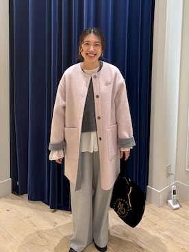 「アイテム（ノーカラーコート）」を使った、nol  komatsubaraさん（レディース・159cm）の秋コーディネート