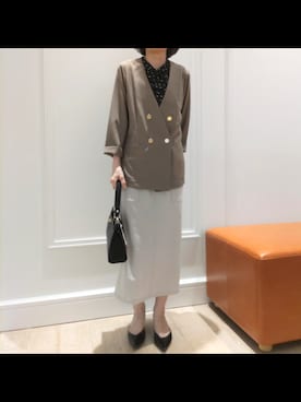 「アイテム（ノーカラージャケット）」を使った、nol machikoさん（レディース・159cm）の夏コーディネート