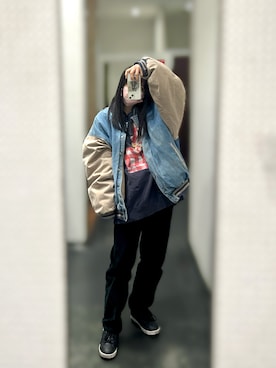 「大学生コーデ」｜「アイテム（スウェット）」を使った、あかりさん（レディース・160cm）の冬コーディネート