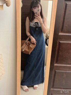 「VIS（ビス）の【累計販売数80,000点】【マルチWAY】フロントタイバッグ（ショルダーバッグ、ブラック系）」を使った、偷米さん（レディース）の夏コーディネート