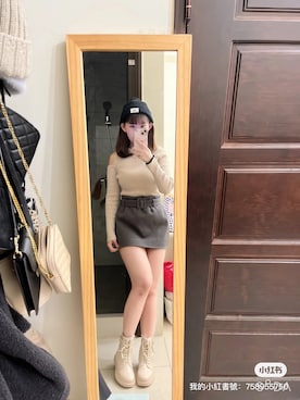 「Chico（チコ）のアイテム（トップス、ピンク系）」を使った、偷米さん（レディース）の冬コーディネート