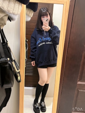 「ORiental TRaffic（オリエンタルトラフィック）のキッズ★ビットローファー/K-002（ローファー、ブラック系）」を使った、偷米さん（レディース）の冬コーディネート