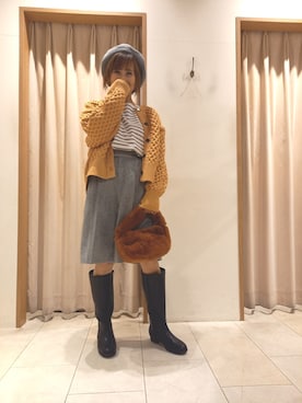 「Te chichi（テチチ）のアイテム（ハンチング/ベレー帽）」を使った、Akkoさん（レディース・154cm）の秋コーディネート