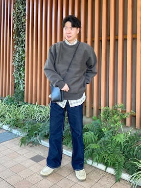 「今日のコスメと服」｜「アイテム（モカシン/デッキシューズ）」を使った、しゅんたさん（メンズ・172cm）の秋コーディネート