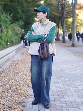 「アイテム（ポロシャツ）」を使った、しゅんたさん（メンズ・172cm）の秋コーディネート