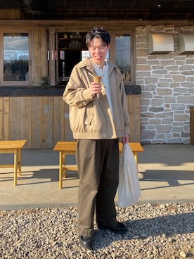 「エコバッグ」｜「アイテム（ブルゾン）」を使った、しゅんたさん（メンズ・172cm）の冬コーディネート