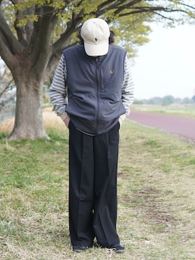 「FRED PERRY（フレッドペリー）のアイテム」を使った、しゅんたさん（メンズ・172cm）の春コーディネート
